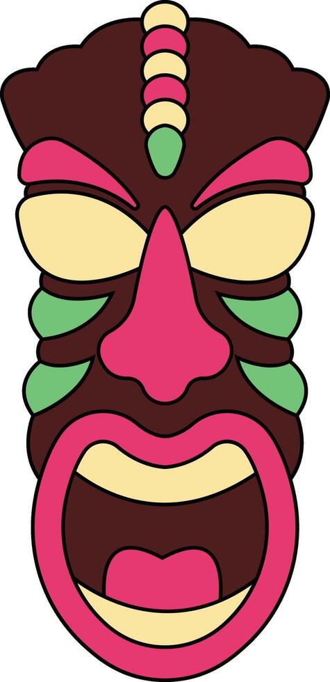 Illustration of Ethnic Tiki Mask. Hawaiian Totem Culture in Cartoon Design vector