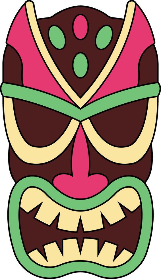 Illustration of Ethnic Tiki Mask. Hawaiian Totem Culture in Cartoon Design vector