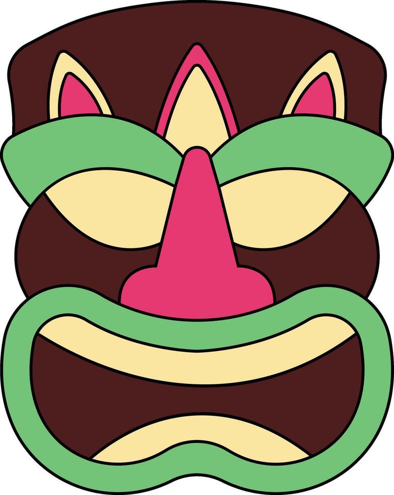Illustration of Ethnic Tiki Mask. Hawaiian Totem Culture in Cartoon Design vector