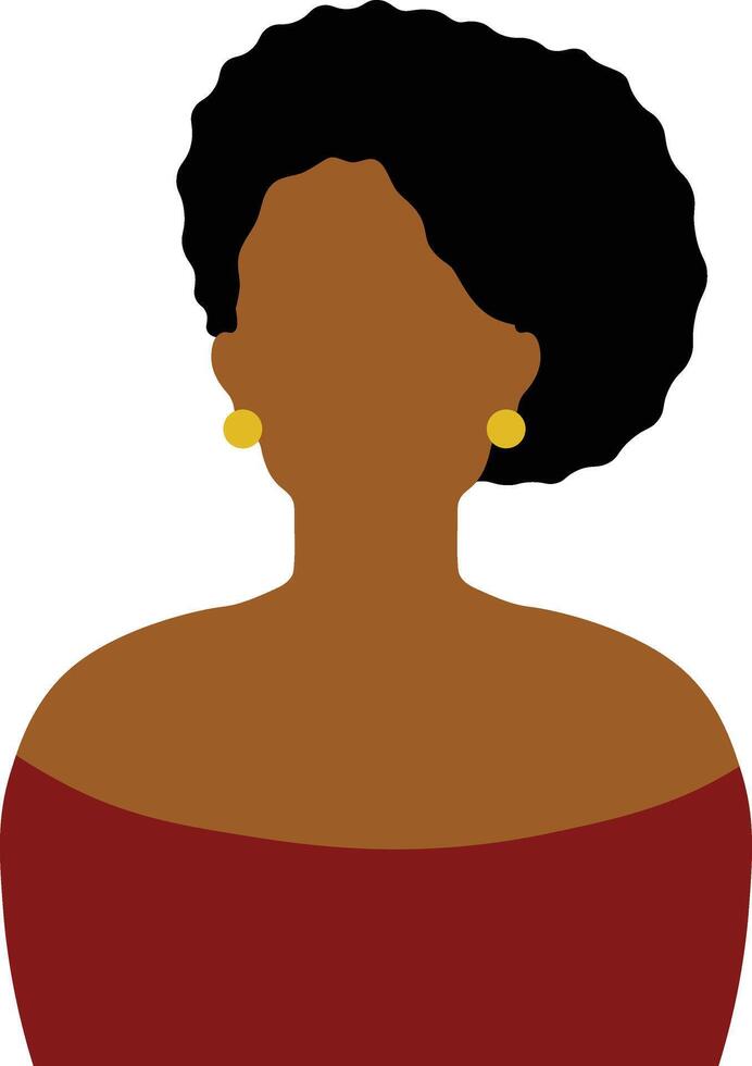 africano mujer avatar en plano diseño. aislado ilustración en blanco antecedentes. vector