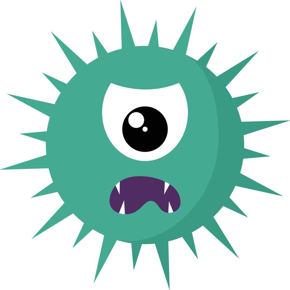 Cute Bacteria and Virus Character Illustration. Isolated on White Background vector