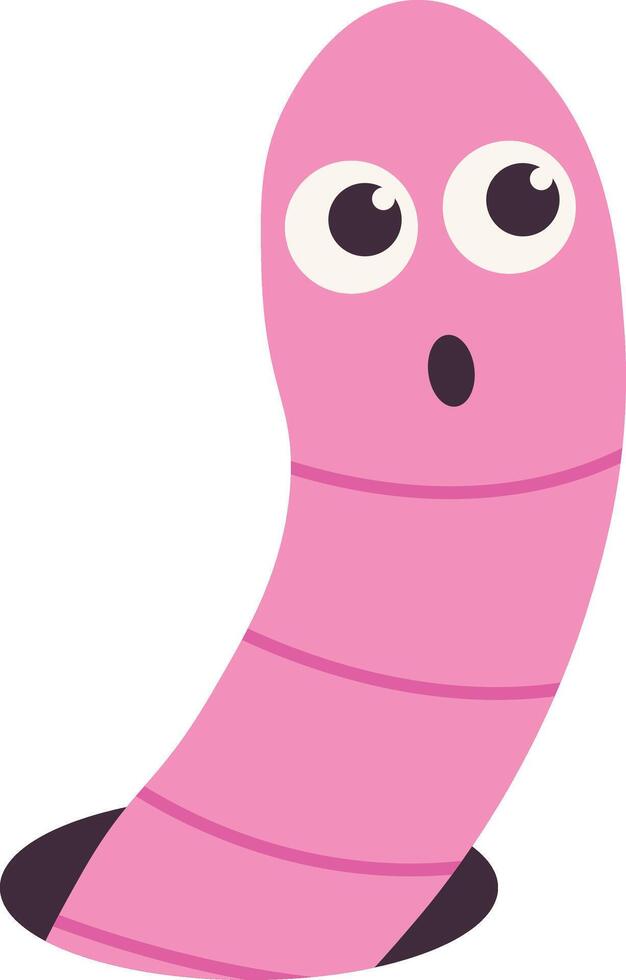 Earthworm Cartoon Character with Face Expression. Isolated Icon vector