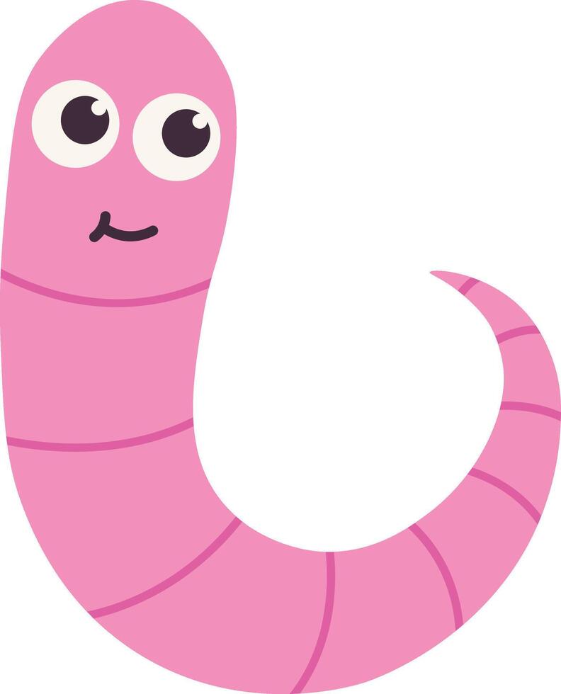 Earthworm Cartoon Character with Face Expression. Isolated Icon vector