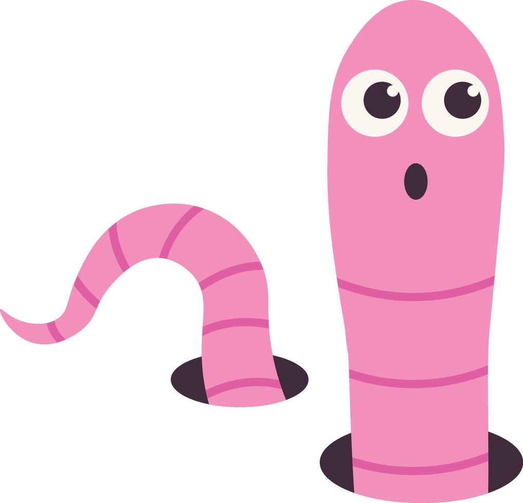 Earthworm Cartoon Character with Face Expression. Isolated Icon vector