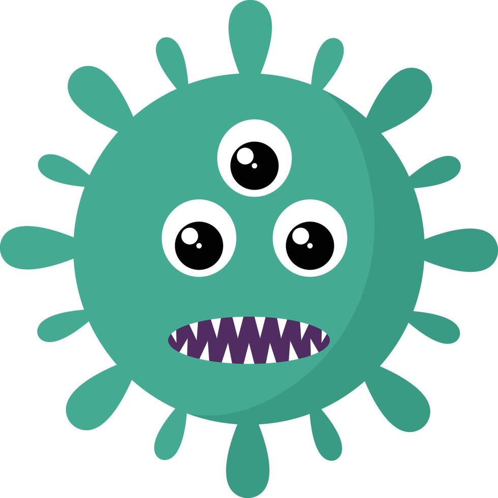Cute Bacteria and Virus Character Illustration. Isolated on White Background vector