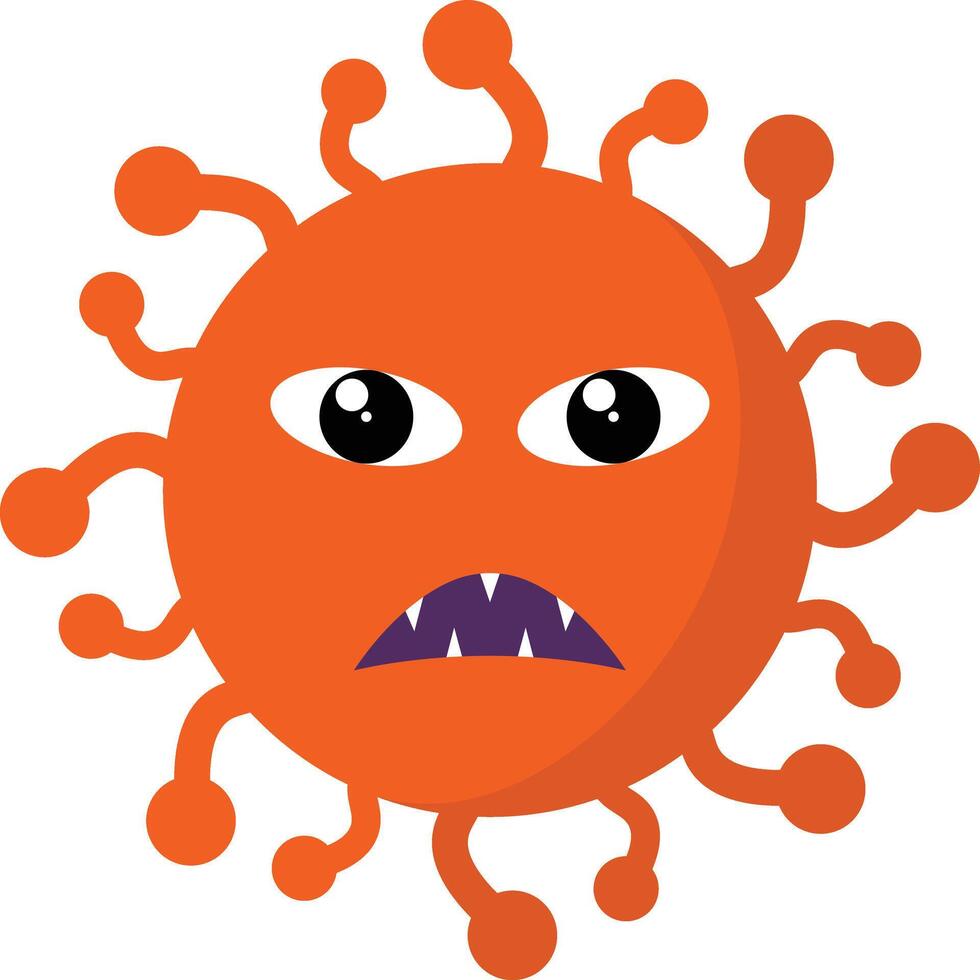 Cute Bacteria and Virus Character Illustration. Isolated on White Background vector