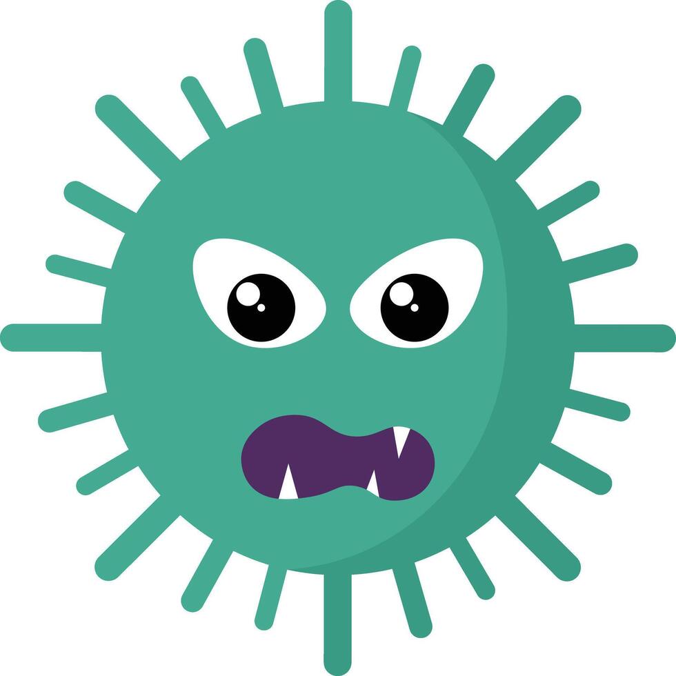 Cute Bacteria and Virus Character Illustration. Isolated on White Background vector