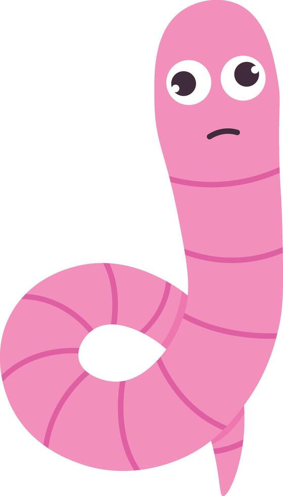 Earthworm Cartoon Character with Face Expression. Isolated Icon vector