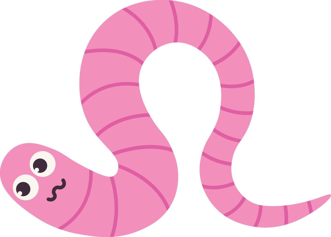 Earthworm Cartoon Character with Face Expression. Isolated Icon vector