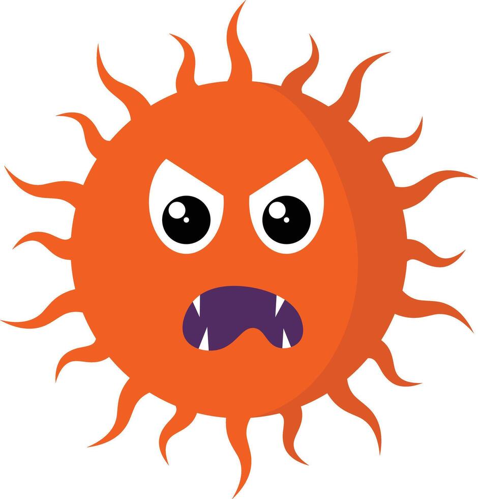Cute Bacteria and Virus Character Illustration. Isolated on White Background vector