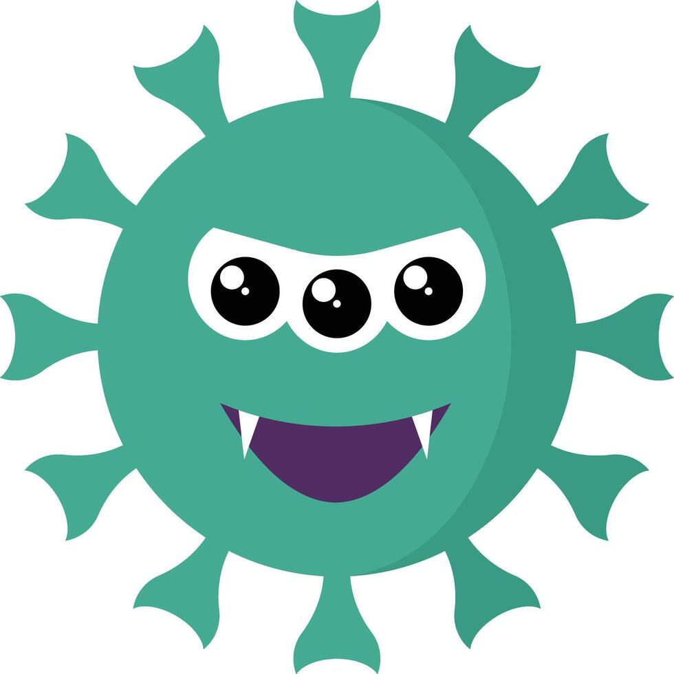 Cute Bacteria and Virus Character Illustration. Isolated on White Background vector