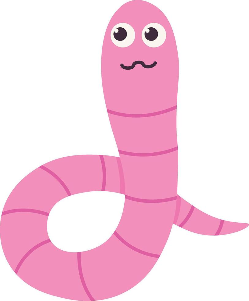 Earthworm Cartoon Character with Face Expression. Isolated Icon vector