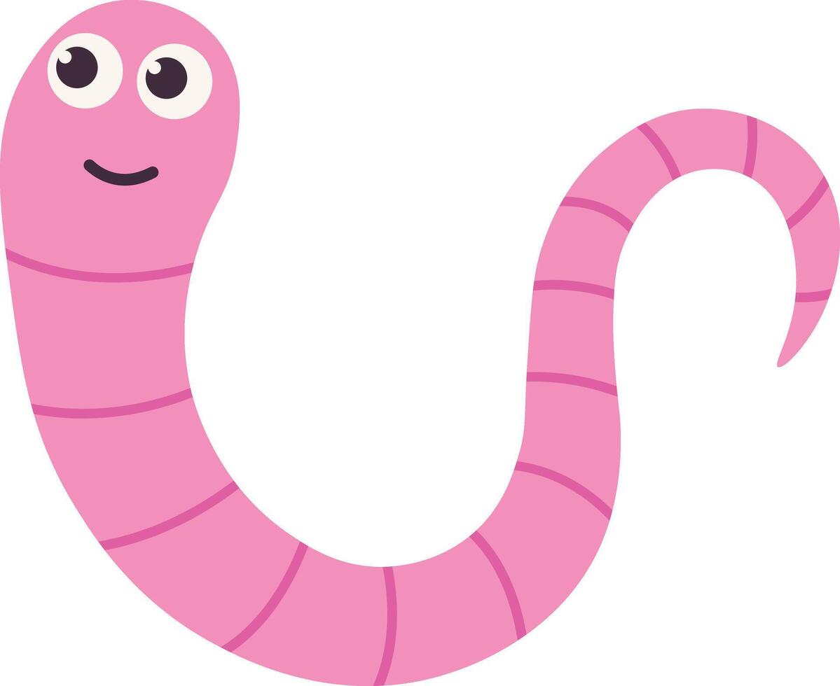 Earthworm Cartoon Character with Face Expression. Isolated Icon vector