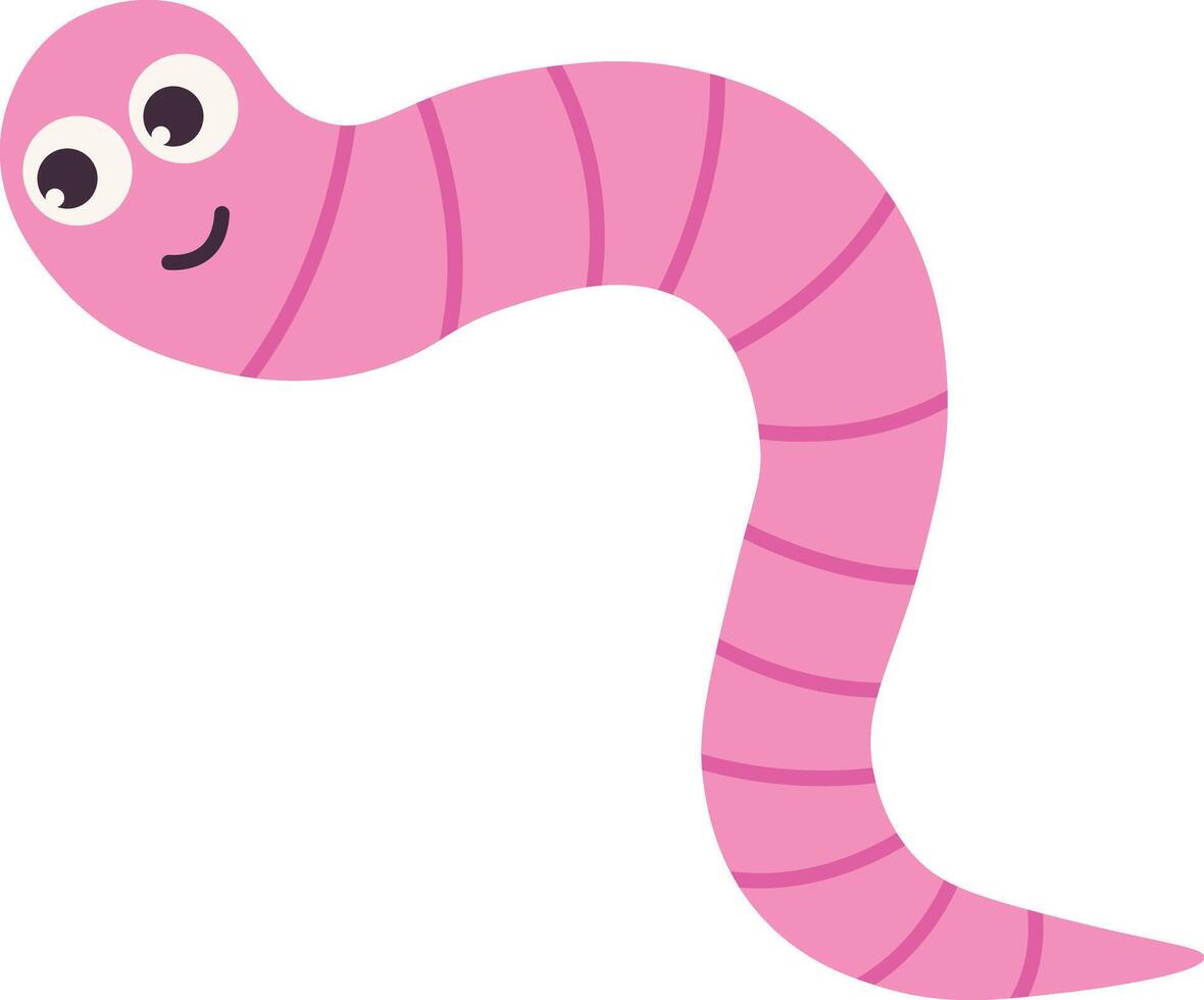 Earthworm Cartoon Character with Face Expression. Isolated Icon vector