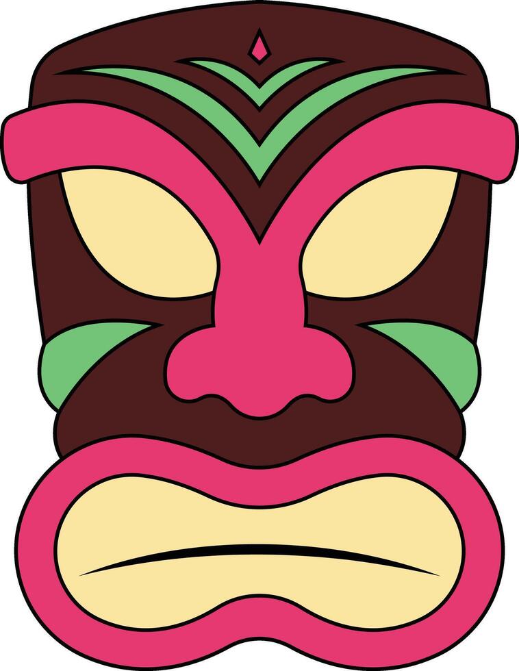 Illustration of Ethnic Tiki Mask. Hawaiian Totem Culture in Cartoon Design vector