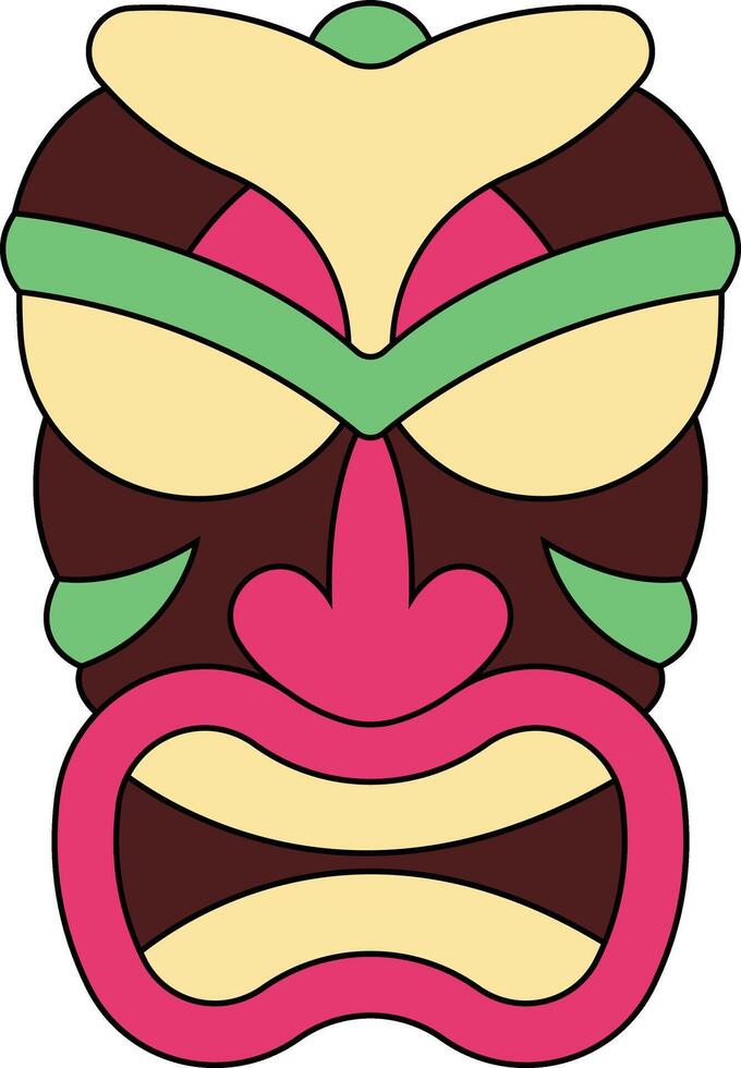 Illustration of Ethnic Tiki Mask. Hawaiian Totem Culture in Cartoon Design vector