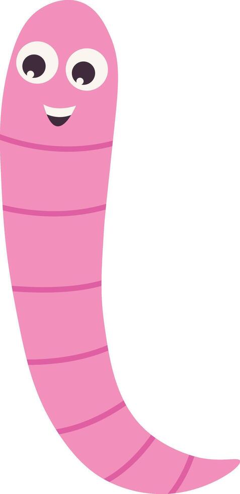 Earthworm Cartoon Character with Face Expression. Isolated Icon vector