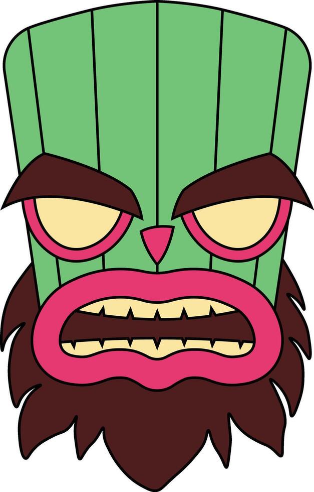 Illustration of Ethnic Tiki Mask. Hawaiian Totem Culture in Cartoon Design vector