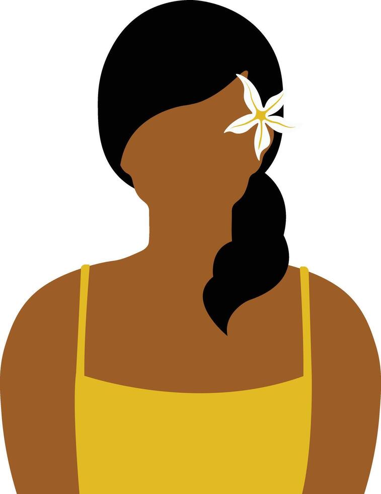 africano mujer avatar en plano diseño. aislado ilustración en blanco antecedentes. vector