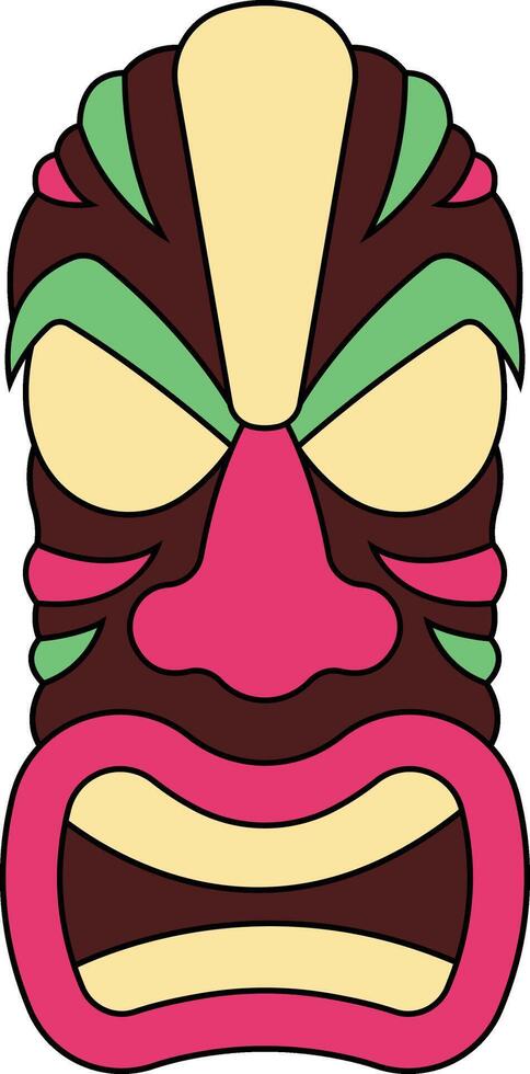 Illustration of Ethnic Tiki Mask. Hawaiian Totem Culture in Cartoon Design vector