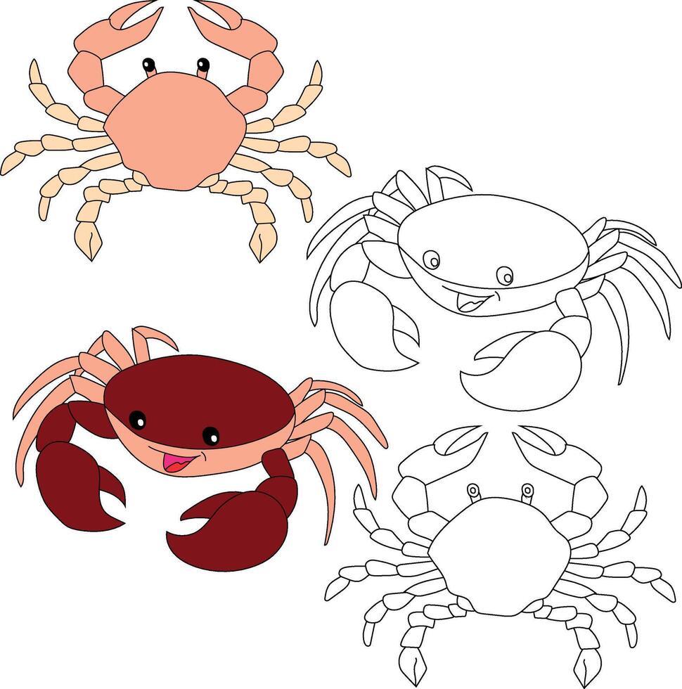 Crab Clipart. Aquatic Animal Clipart for Lovers of Underwater Sea Animals, Marine Life, and Sea Life vector