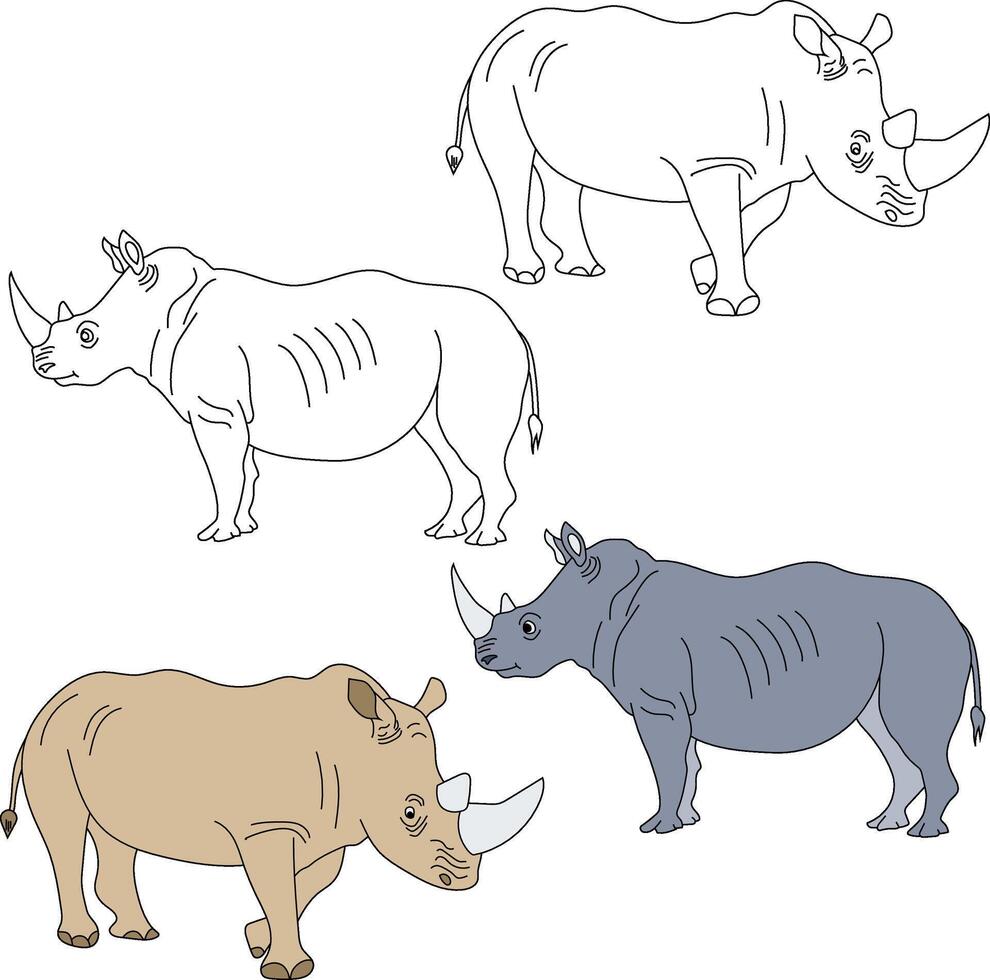 Rhino Clipart. Wild Animals clipart collection for lovers of jungles and wildlife. This set will be a perfect addition to your safari and zoo-themed projects. vector