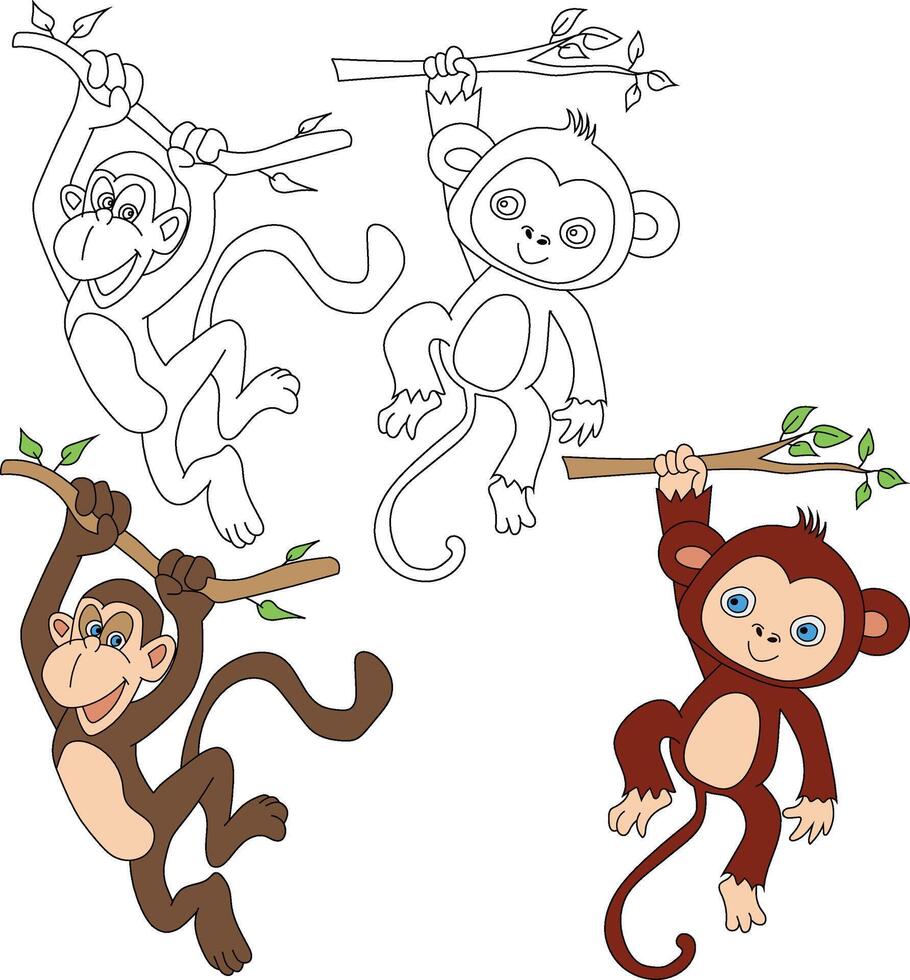 mono clipart. salvaje animales clipart colección para amantes de selvas y fauna silvestre. esta conjunto será ser un Perfecto adición a tu safari y temática del zoológico proyectos vector