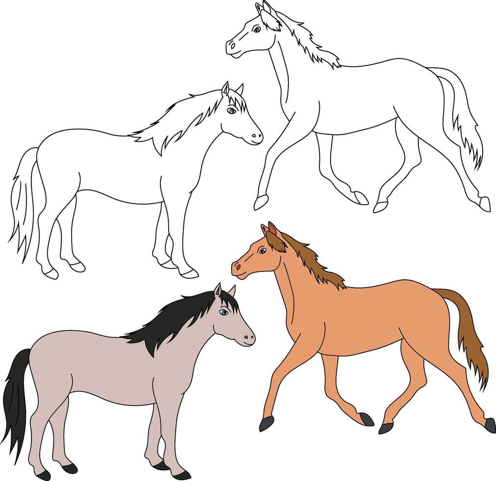 Horse Clipart. Wild Animals clipart collection for lovers of jungles and wildlife. This set will be a perfect addition to your safari and zoo-themed projects. vector