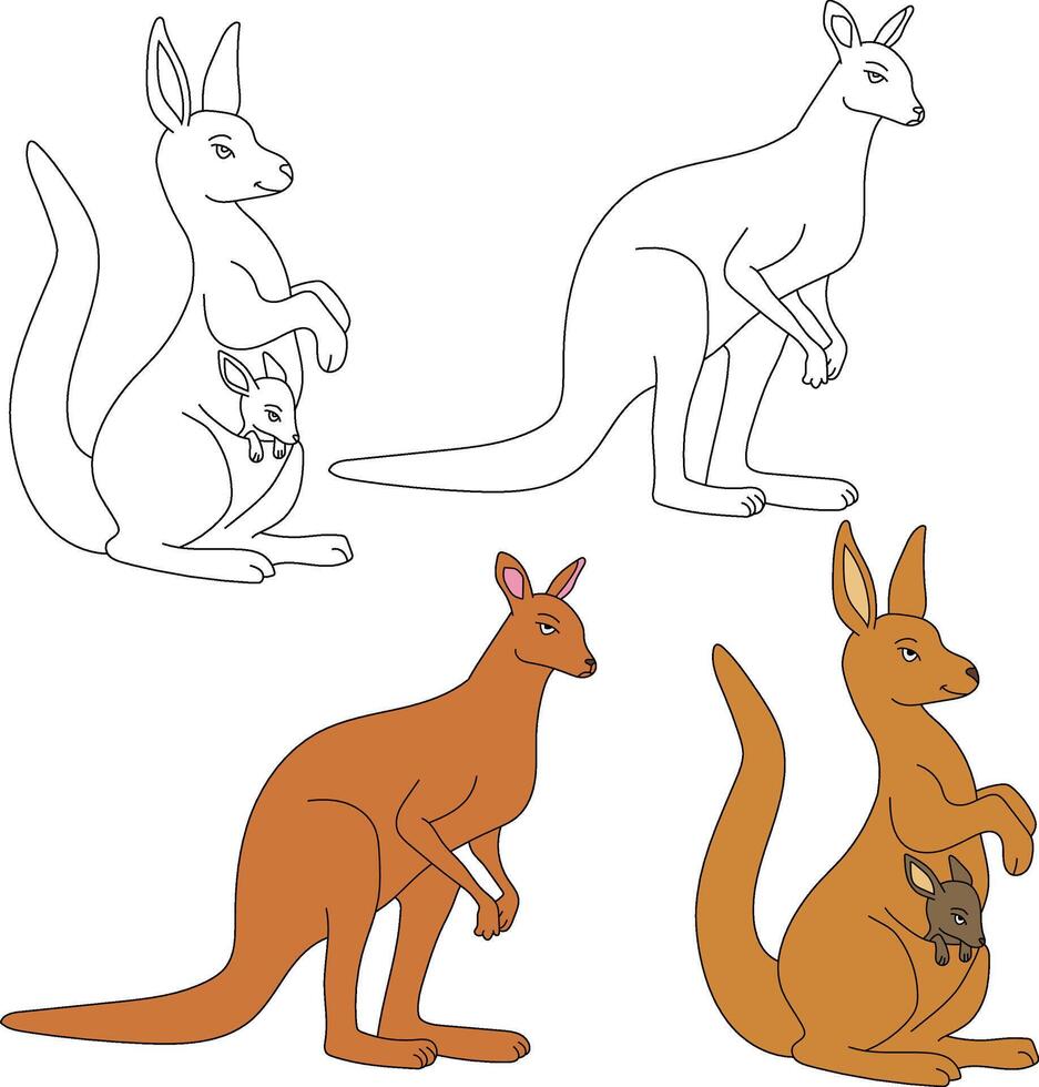 Kangaroo Clipart. Wild Animals clipart collection for lovers of jungles and wildlife. This set will be a perfect addition to your safari and zoo-themed projects. vector