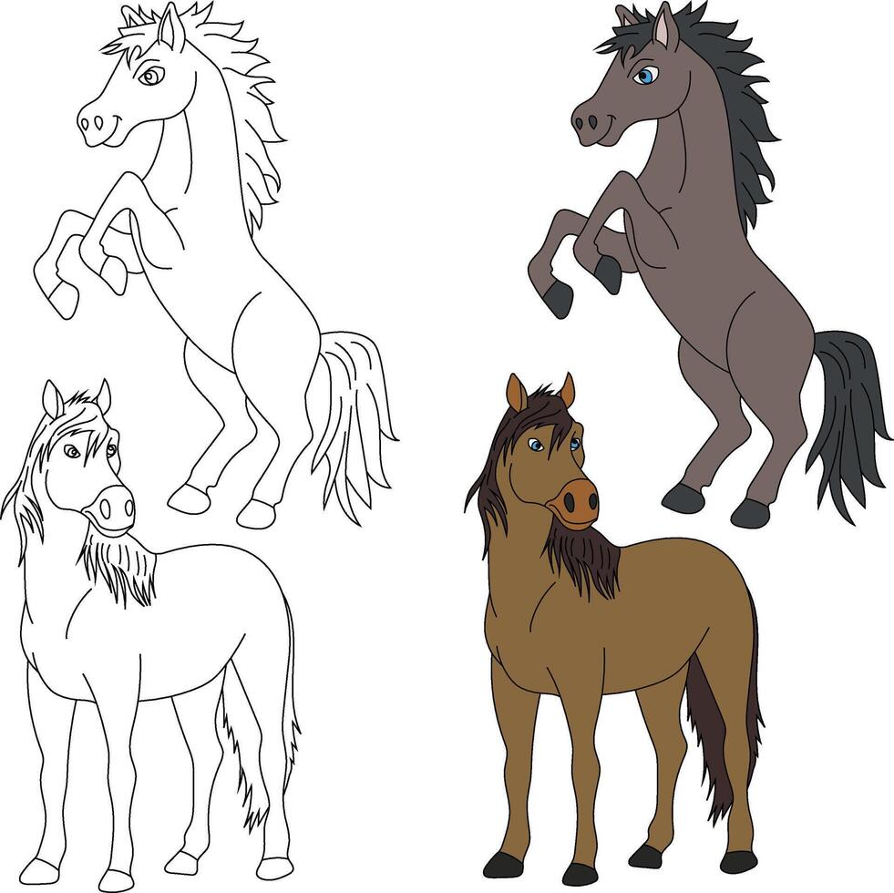 Horse Clipart. Wild Animals clipart collection for lovers of jungles and wildlife. This set will be a perfect addition to your safari and zoo-themed projects. vector