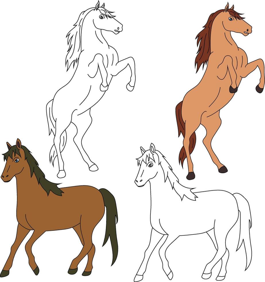 Horse Clipart. Wild Animals clipart collection for lovers of jungles and wildlife. This set will be a perfect addition to your safari and zoo-themed projects. vector