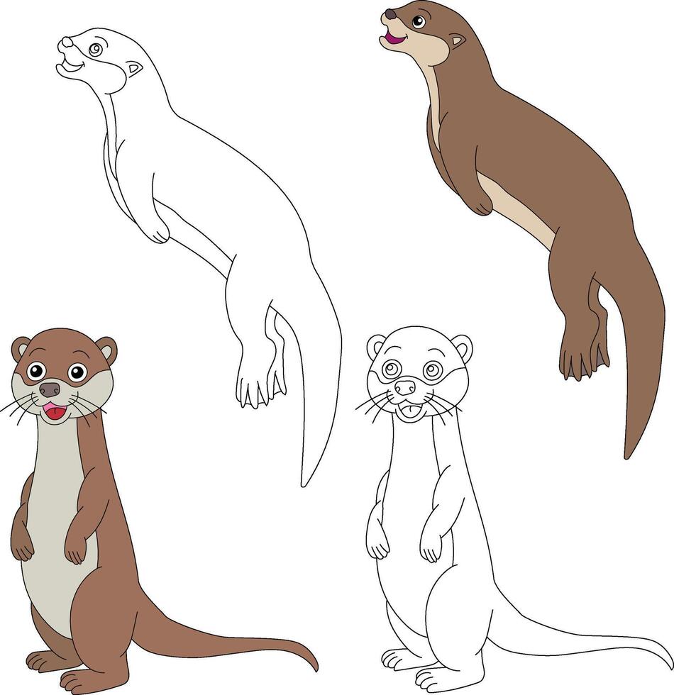 Otter Clipart. Aquatic Animal Clipart for Lovers of Underwater Sea Animals, Marine Life, and Sea Life vector