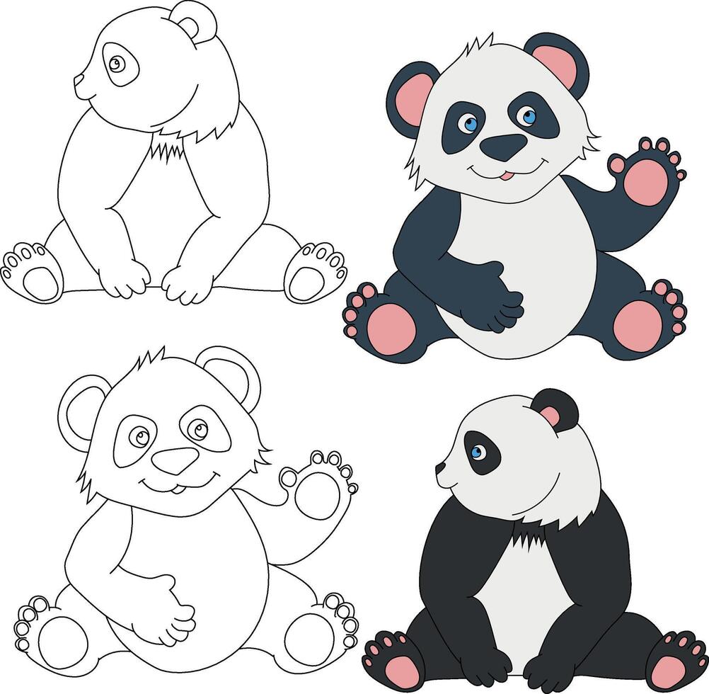 Panda Clipart. Wild Animals clipart collection for lovers of jungles and wildlife. This set will be a perfect addition to your safari and zoo-themed projects. vector