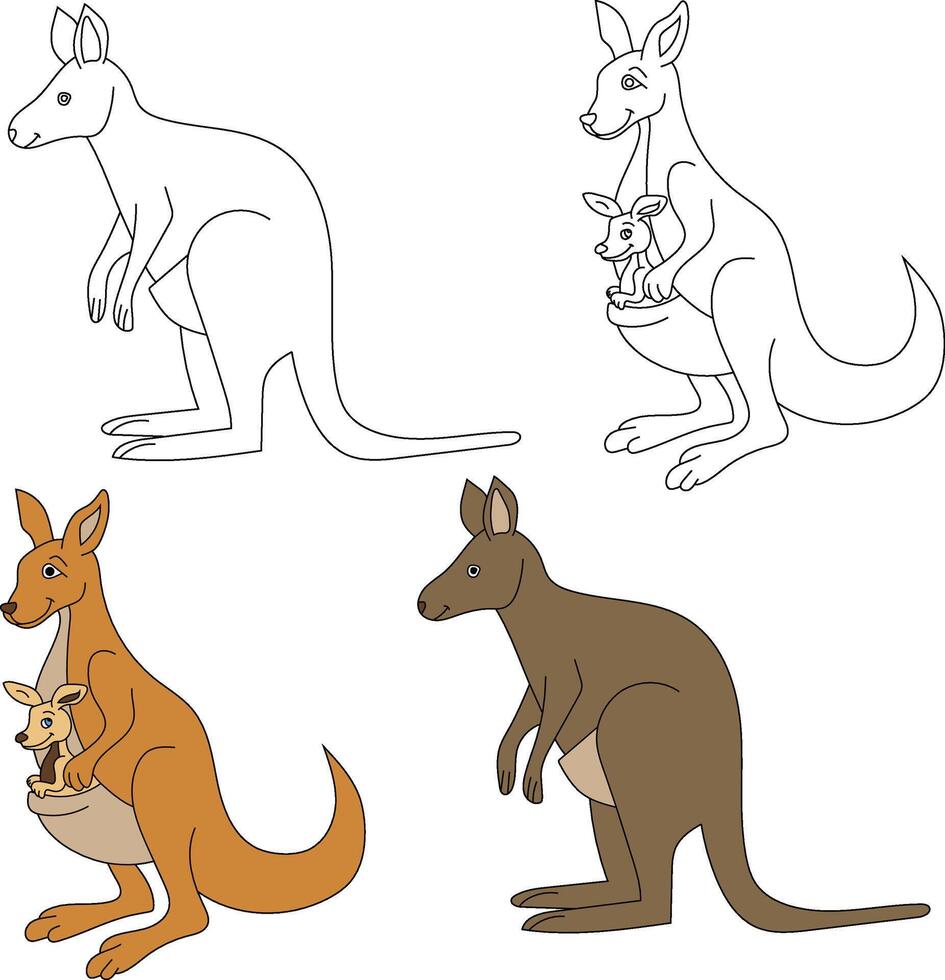 Kangaroo Clipart. Wild Animals clipart collection for lovers of jungles and wildlife. This set will be a perfect addition to your safari and zoo-themed projects. vector