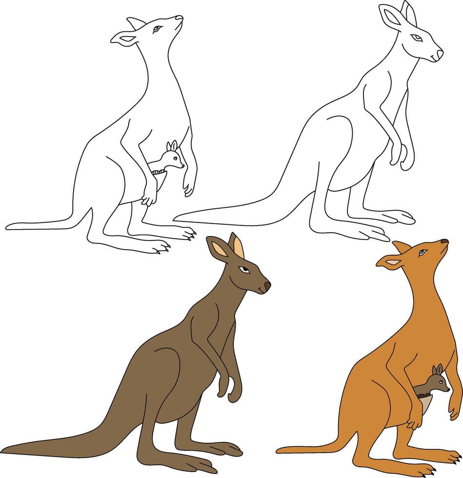 Kangaroo Clipart. Wild Animals clipart collection for lovers of jungles and wildlife. This set will be a perfect addition to your safari and zoo-themed projects. vector