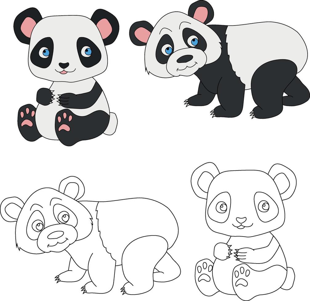 panda clipart. salvaje animales clipart colección para amantes de selvas y fauna silvestre. esta conjunto será ser un Perfecto adición a tu safari y temática del zoológico proyectos vector