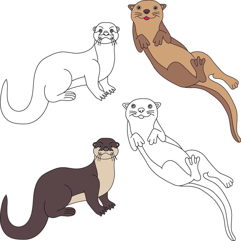 Otter Clipart. Aquatic Animal Clipart for Lovers of Underwater Sea Animals, Marine Life, and Sea Life vector