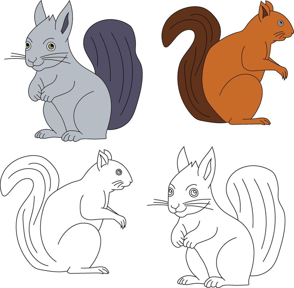 Squirrel Clipart. Wild Animals clipart collection for lovers of jungles and wildlife. This set will be a perfect addition to your safari and zoo-themed projects. vector