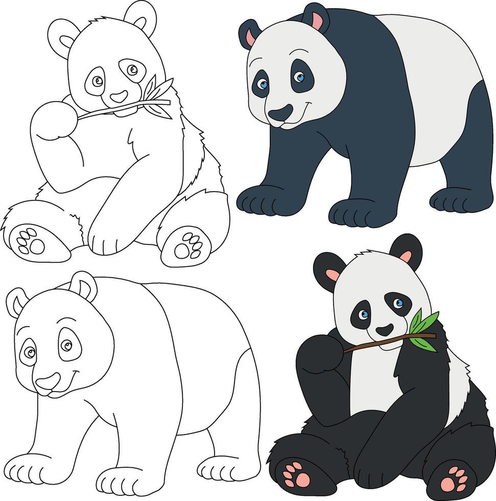 panda clipart. salvaje animales clipart colección para amantes de selvas y fauna silvestre. esta conjunto será ser un Perfecto adición a tu safari y temática del zoológico proyectos vector