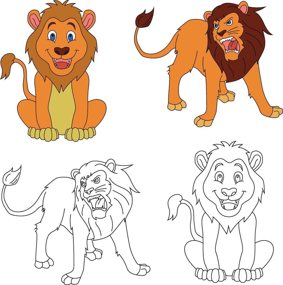 león clipart. salvaje animales clipart colección para amantes de selvas y fauna silvestre. esta conjunto será ser un Perfecto adición a tu safari y temática del zoológico proyectos vector