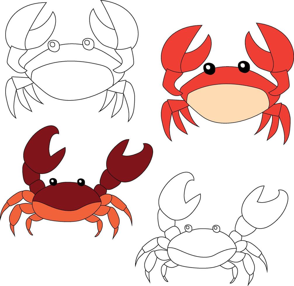 Crab Clipart. Aquatic Animal Clipart for Lovers of Underwater Sea Animals, Marine Life, and Sea Life vector