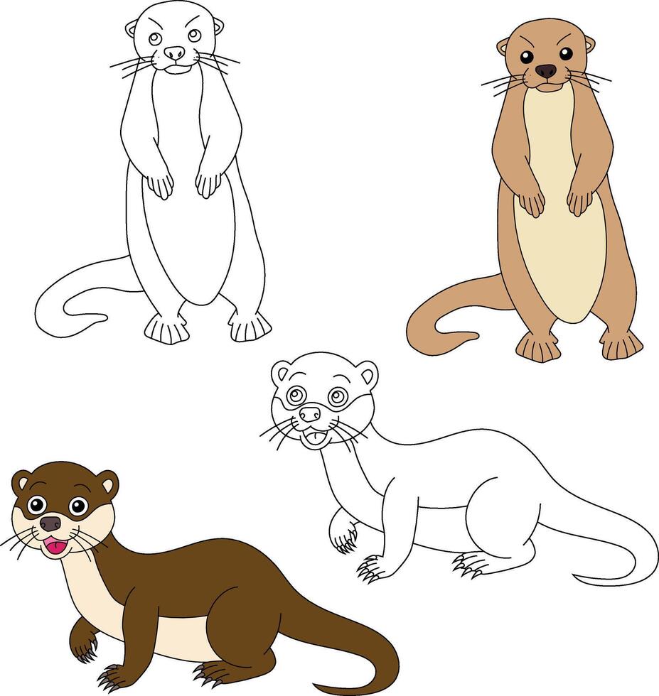 Otter Clipart. Aquatic Animal Clipart for Lovers of Underwater Sea Animals, Marine Life, and Sea Life vector