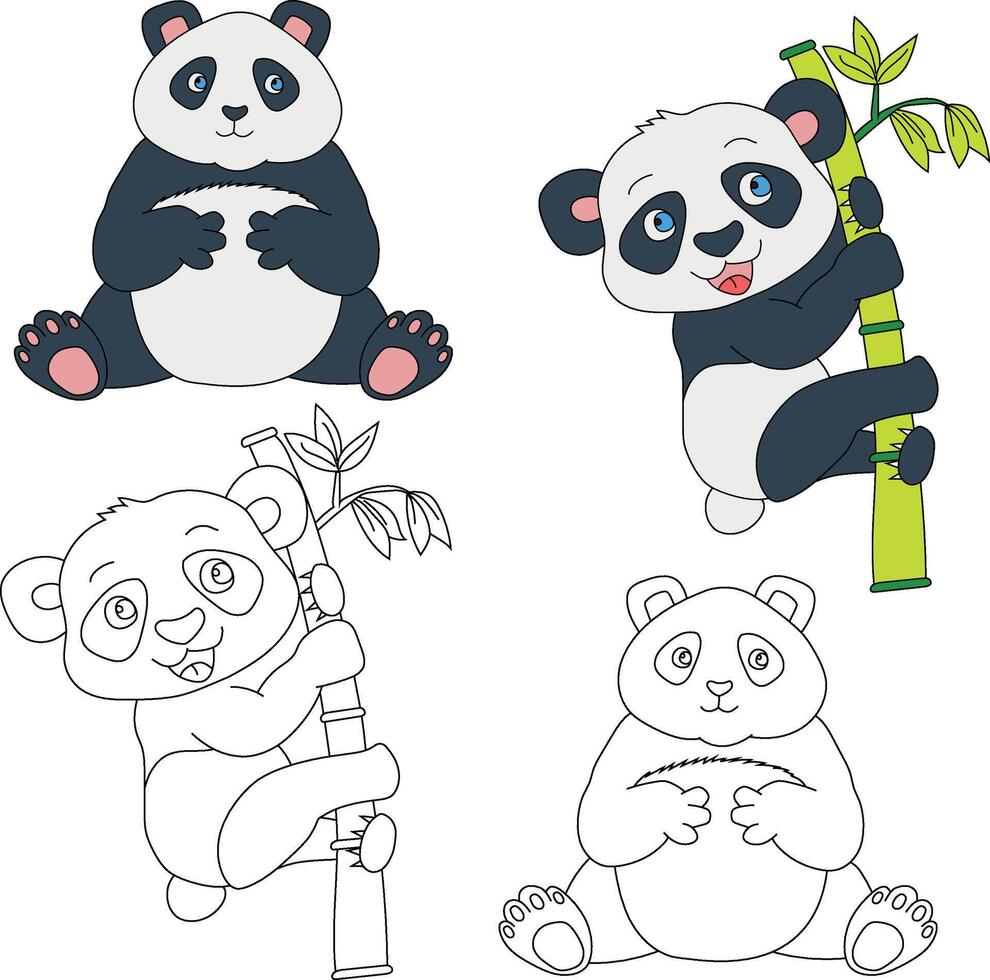 panda clipart. salvaje animales clipart colección para amantes de selvas y fauna silvestre. esta conjunto será ser un Perfecto adición a tu safari y temática del zoológico proyectos vector