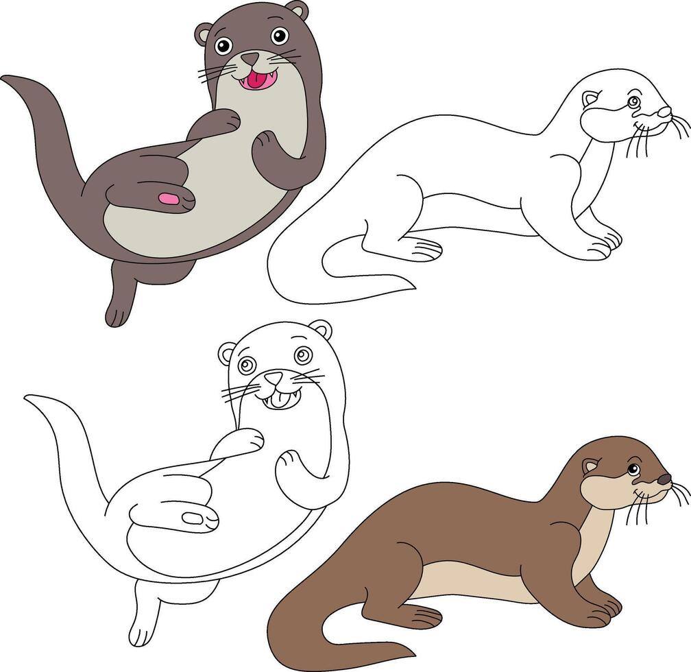 Otter Clipart. Aquatic Animal Clipart for Lovers of Underwater Sea Animals, Marine Life, and Sea Life vector