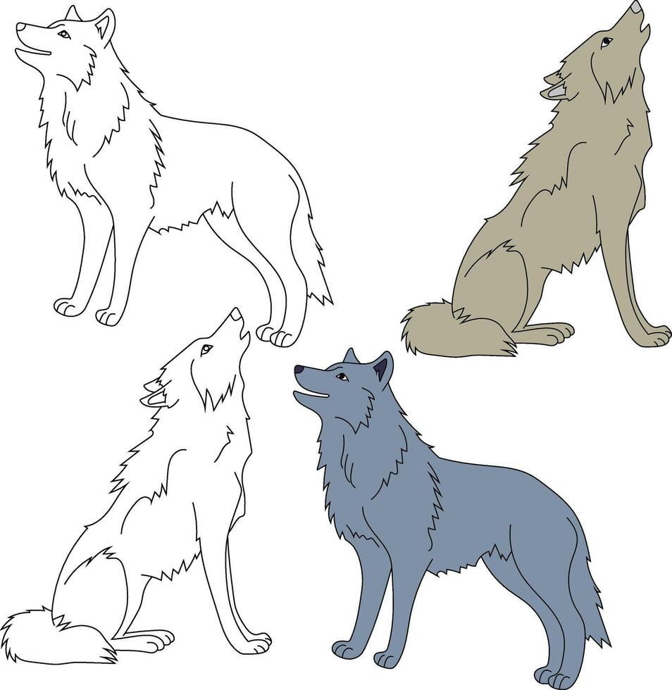 Wolf Clipart. Wild Animals clipart collection for lovers of jungles and wildlife. This set will be a perfect addition to your safari and zoo-themed projects. vector