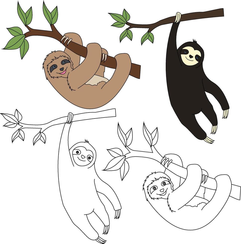 Sloth Clipart. Wild Animals clipart collection for lovers of jungles and wildlife. This set will be a perfect addition to your safari and zoo-themed projects. vector