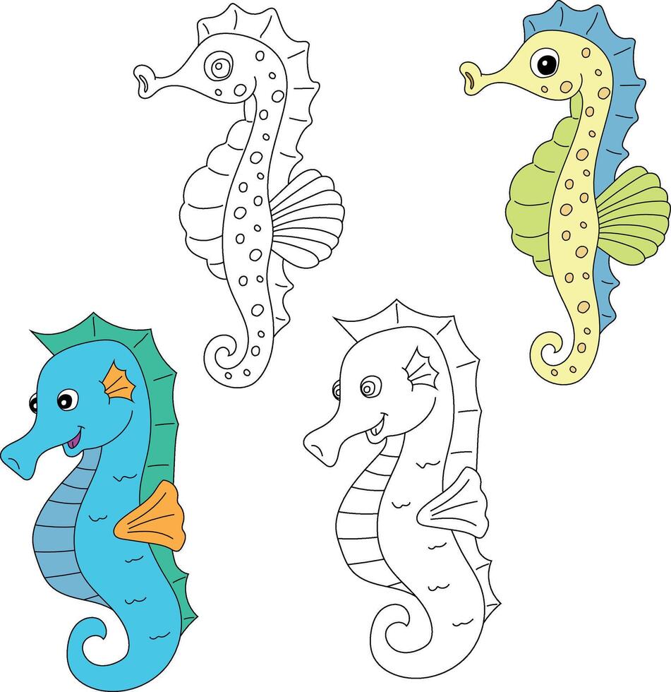 Seahorse Clipart. Aquatic Animal Clipart for Lovers of Underwater Sea Animals, Marine Life, and Sea Life vector