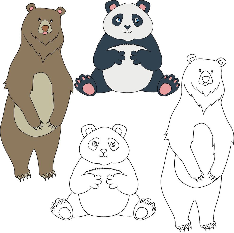 Bear and Panda Clipart. Wild Animals clipart collection for lovers of jungles and wildlife. This set will be a perfect addition to your safari and zoo-themed projects vector