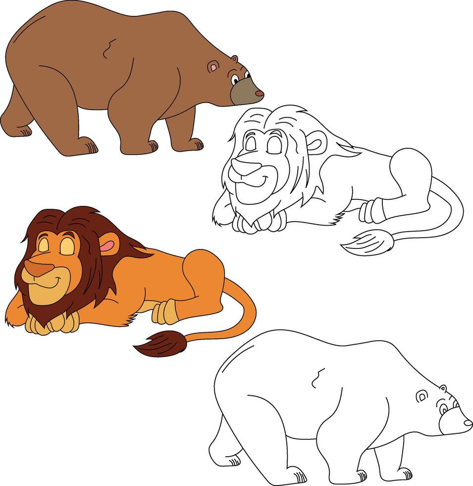 Bear and Lion Clipart. Wild Animals clipart collection for lovers of jungles and wildlife. This set will be a perfect addition to your safari and zoo-themed projects vector