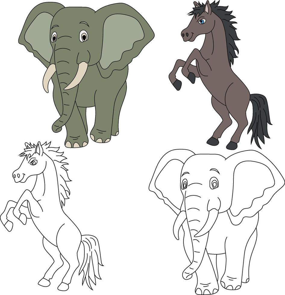 Elephant and Horse Clipart. Wild Animals clipart collection for lovers of jungles and wildlife. This set will be a perfect addition to your safari and zoo-themed projects vector